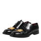 Black Leather Dress Lace Up Logo Plaque Shoes