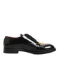Black Leather Dress Lace Up Logo Plaque Shoes
