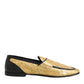 Yellow Black Leather Slip On Loafers Shoes
