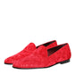 Red Jacquard Loafers Formal Men Dress Shoes