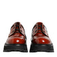 Brown Red Leather Lace Up Derby Dress Shoes