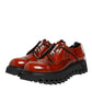 Brown Red Leather Lace Up Derby Dress Shoes