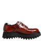 Brown Red Leather Lace Up Derby Dress Shoes