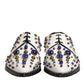 White Leather Crystals Embellished Dress Shoes