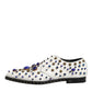 White Leather Crystals Embellished Dress Shoes