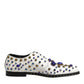 White Leather Crystals Embellished Dress Shoes