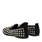 Black Suede Crystals Loafers Men Dress Shoes
