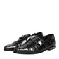 Black Embellished Dress Monk Strap Shoes