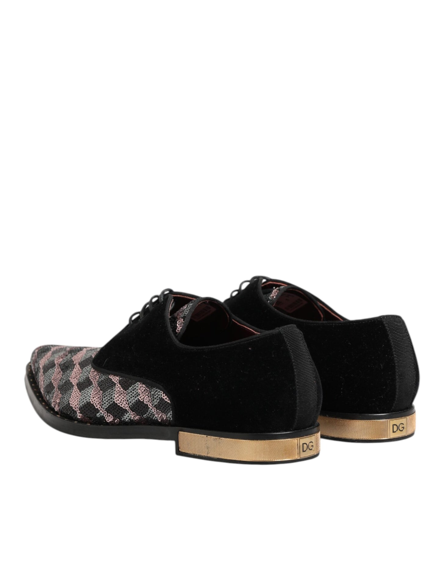 Black Velvet Multicolor Sequin Derby Men Shoes
