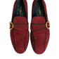 Bordeaux Suede Logo Loafers Formal Dress Shoes