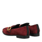 Bordeaux Suede Logo Loafers Formal Dress Shoes