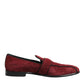 Bordeaux Suede Logo Loafers Formal Dress Shoes