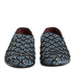 Blue Velvet Crystal Detailing Loafer Men Shoes