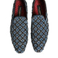 Blue Velvet Crystal Detailing Loafer Men Shoes