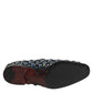 Blue Velvet Crystal Detailing Loafer Men Shoes
