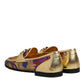 Multicolor Jacquard Gold DG Logo Loafer Shoes