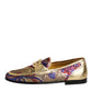 Multicolor Jacquard Gold DG Logo Loafer Shoes