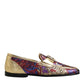Multicolor Jacquard Gold DG Logo Loafer Shoes
