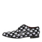 Dress Black White Sequined Lace Up Derby Shoes