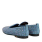 Blue Suede Studded Dress Men Loafers Shoes