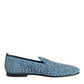 Blue Suede Studded Dress Men Loafers Shoes