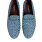 Blue Suede Studded Dress Men Loafers Shoes