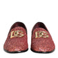 Pink Sequined Loafers Formal Dress Men Shoes