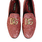 Pink Sequined Loafers Formal Dress Men Shoes