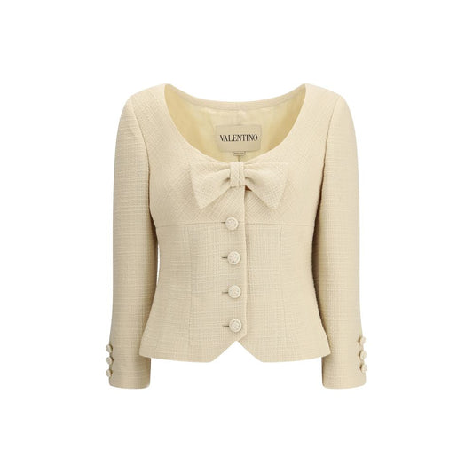 Short Jacket in Plain Wool Tweed