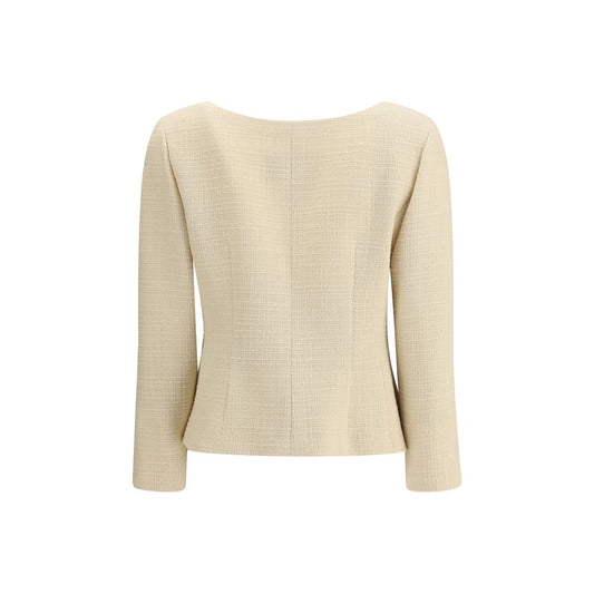 Short Jacket in Plain Wool Tweed