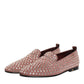 Pink Suede Crystals Loafers Men Dress Shoes