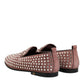 Pink Suede Crystals Loafers Men Dress Shoes