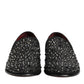 Black Suede Crystal Embellished Loafer Shoes