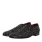 Black Suede Crystal Embellished Loafer Shoes