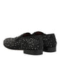 Black Suede Crystal Embellished Loafer Shoes