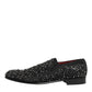 Black Suede Crystal Embellished Loafer Shoes