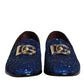 Blue Sequined Loafers Formal Dress Men Shoes