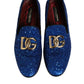 Blue Sequined Loafers Formal Dress Men Shoes