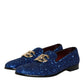 Blue Sequined Loafers Formal Dress Men Shoes