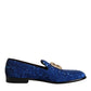 Blue Sequined Loafers Formal Dress Men Shoes