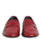 Red Leather Slip On Dress Men Loafers Shoes