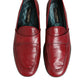Red Leather Slip On Dress Men Loafers Shoes