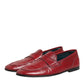 Red Leather Slip On Dress Men Loafers Shoes