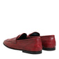 Red Leather Slip On Dress Men Loafers Shoes