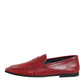 Red Leather Slip On Dress Men Loafers Shoes