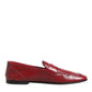Red Leather Slip On Dress Men Loafers Shoes