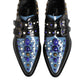 Black Blue Embellished MONKSTRAP Dress Shoes