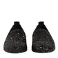 Black Sequined Slip On Loafers Dress Shoes