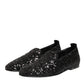 Black Sequined Slip On Loafers Dress Shoes