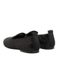 Black Sequined Slip On Loafers Dress Shoes